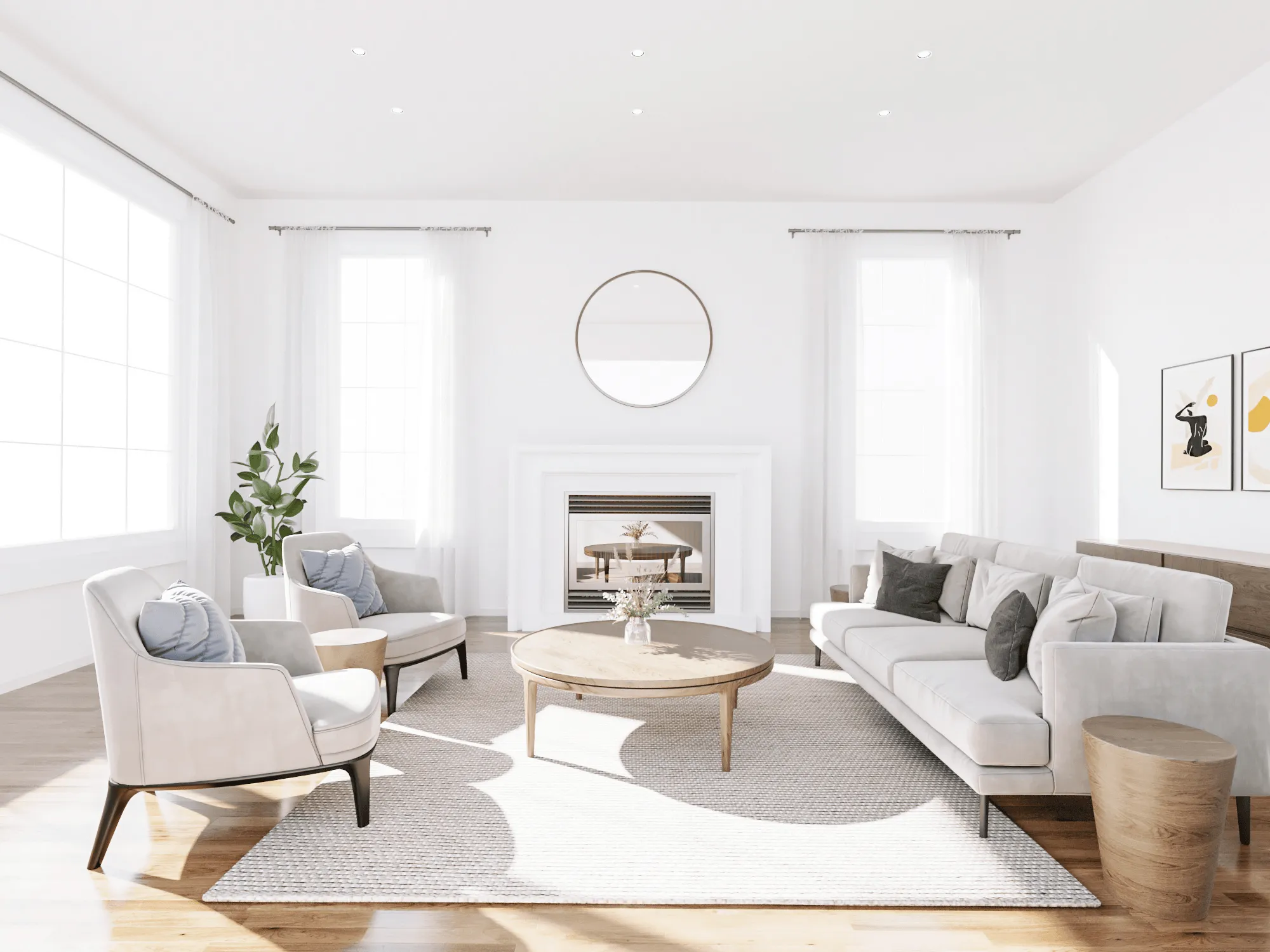 Before and after of Scandinavian in a Living Room