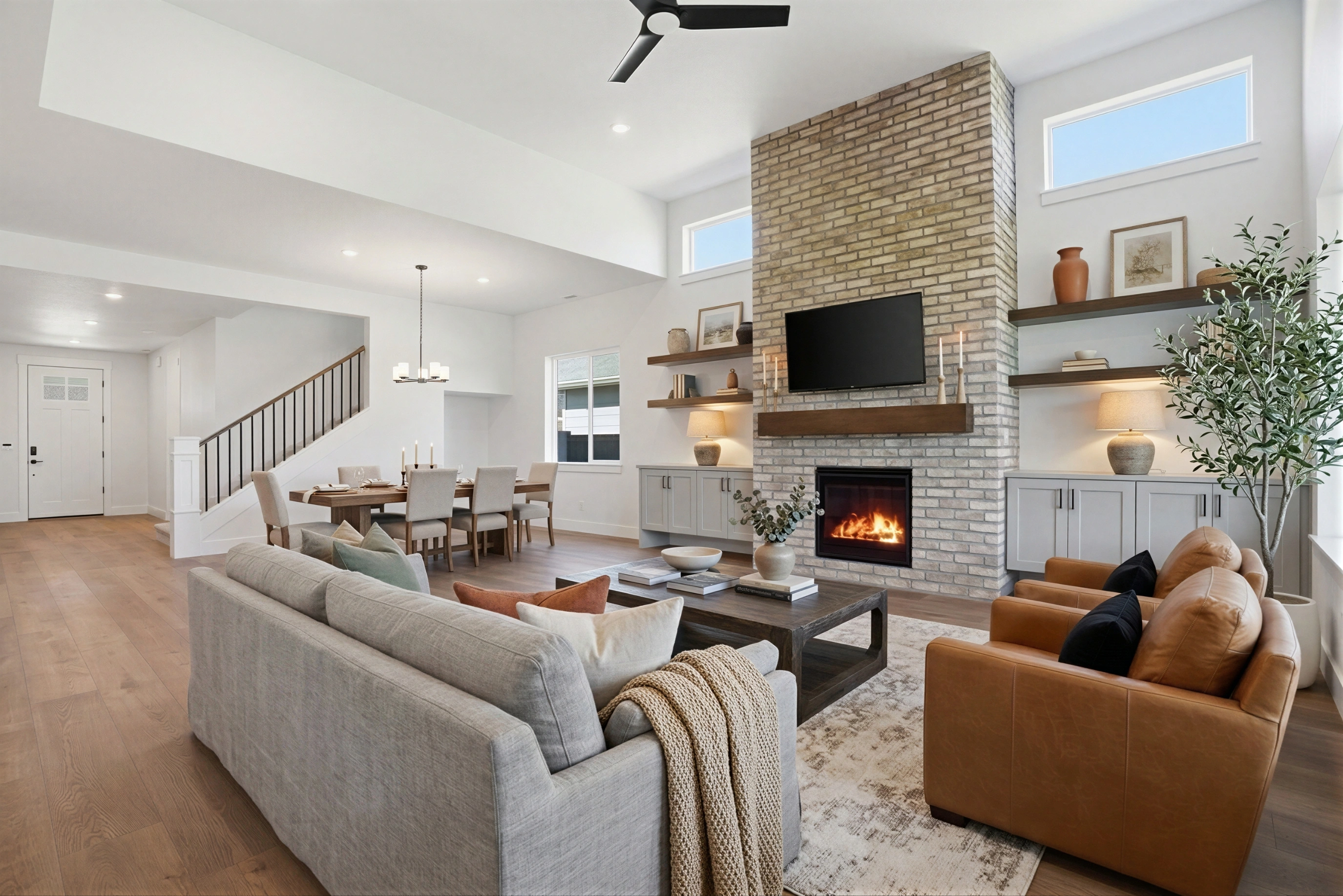 After: Comfortable Contemporary Open-Concept Living/Dining