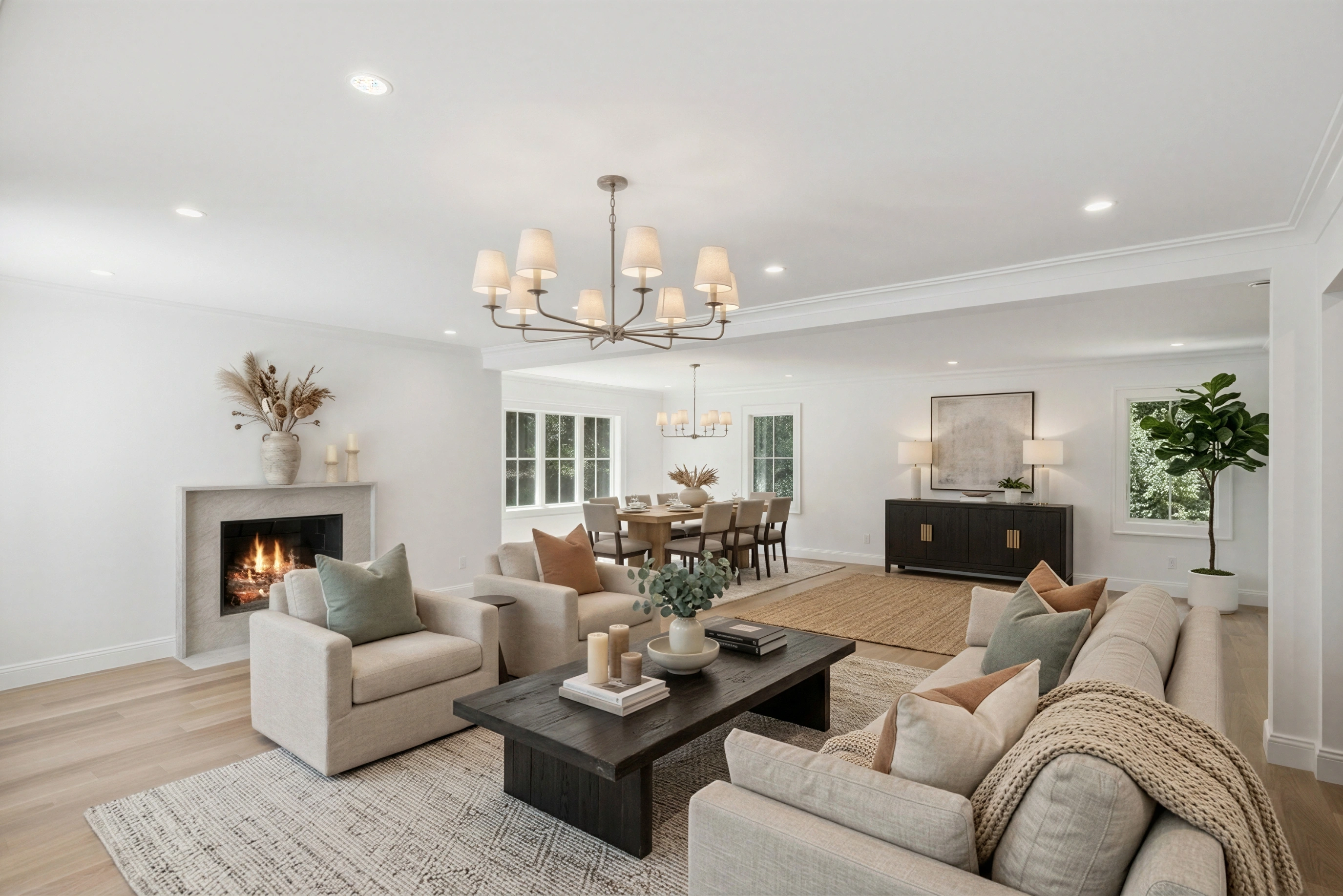 After: Comfortable Contemporary Open-Concept Living/Dining